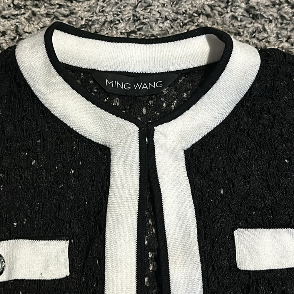 Woman’s Ming Wang Open Front Net / Knit Jacket. S… - image 2